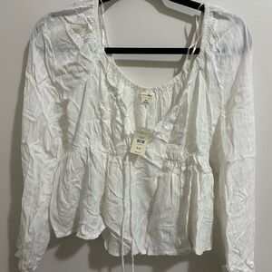 Aeropostale White Ruffled Blouse